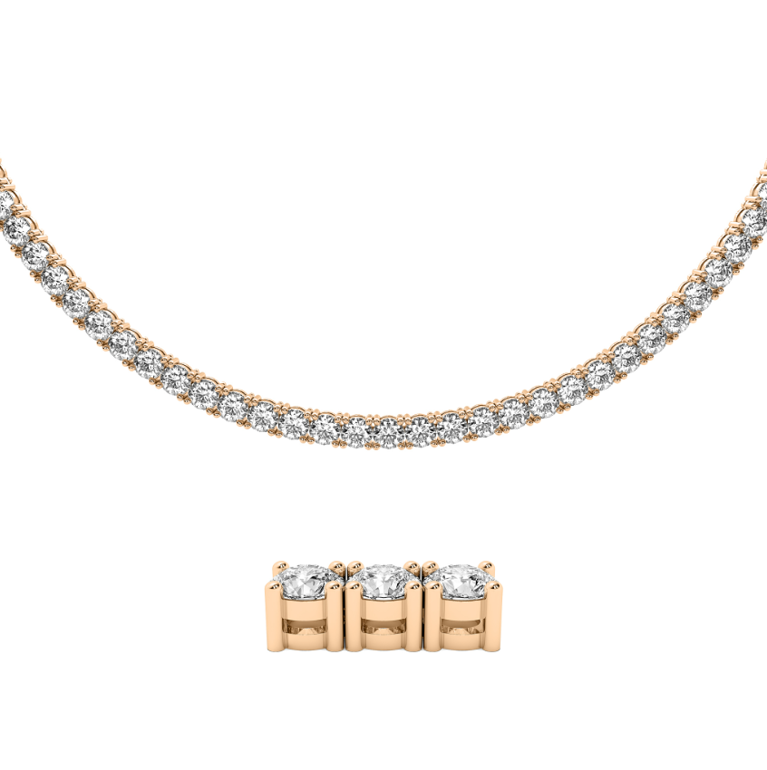 4-PRONG CLASSIC ROUND DIAMOND TENNIS NECKLACE