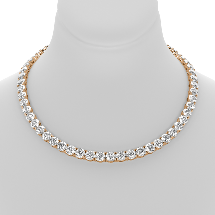 4-PRONG CLASSIC ROUND DIAMOND TENNIS NECKLACE