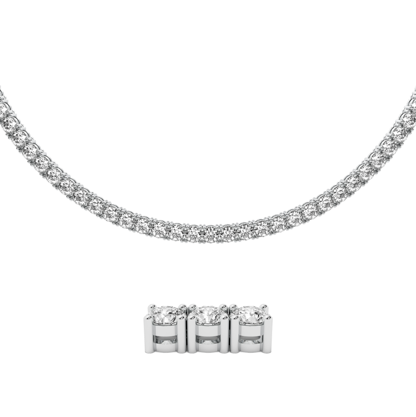 A 4-prong round diamond classic tennis necklace.
