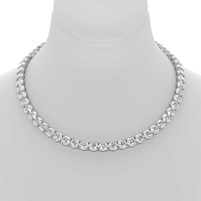 4-PRONG CLASSIC ROUND DIAMOND TENNIS NECKLACE