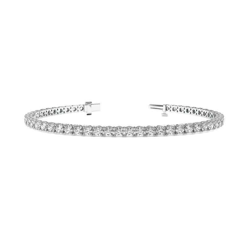 A 4-prong round diamond classic tennis bracelet.