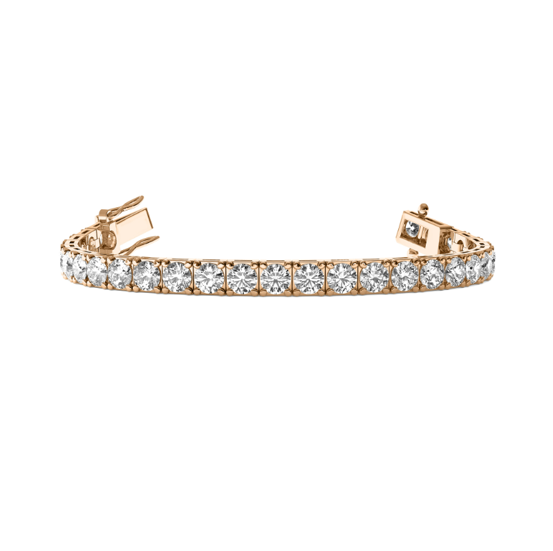 A box round 4-prong round diamond classic tennis bracelet.