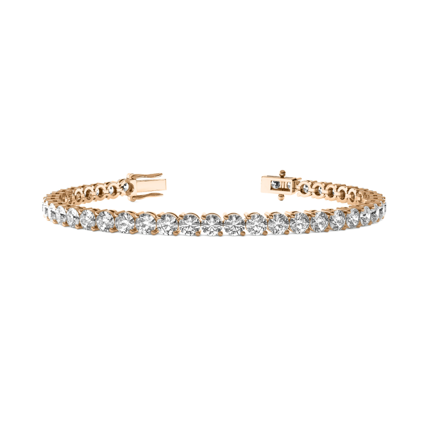 A 2-prong angled diamond tennis bracelet.