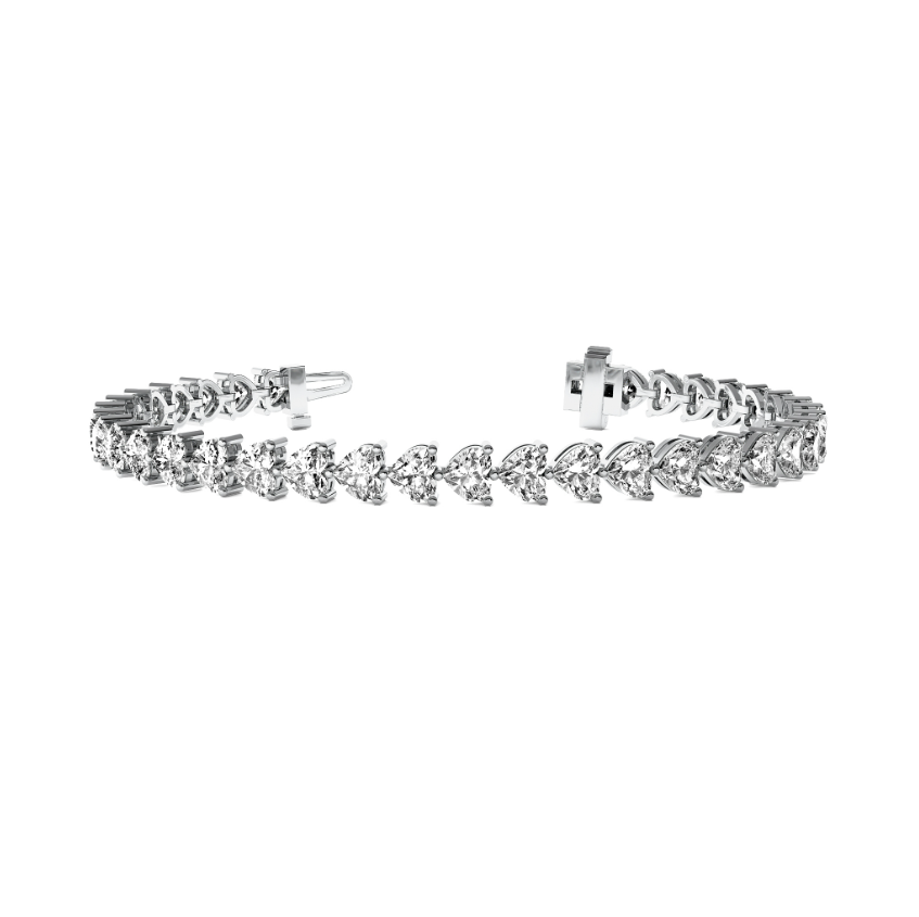 A heart diamond east-west tennis bracelet.