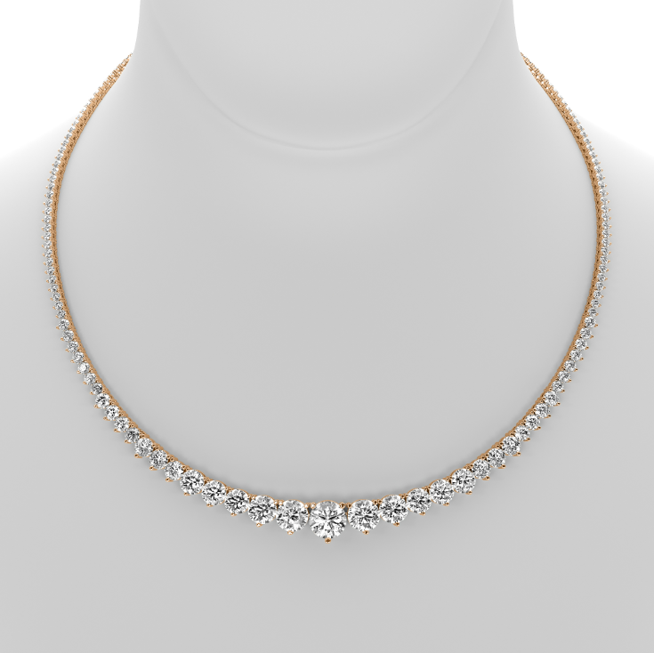 3-PRONG FULL GRADUATED ROUND DIAMOND TENNIS NECKLACE