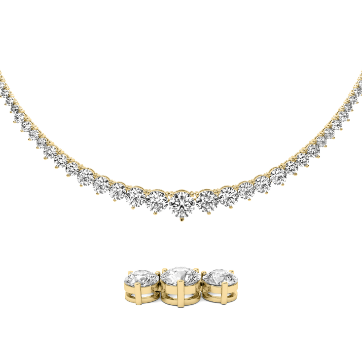 3-PRONG FULL GRADUATED ROUND DIAMOND TENNIS NECKLACE