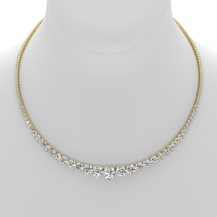 3-PRONG FULL GRADUATED ROUND DIAMOND TENNIS NECKLACE