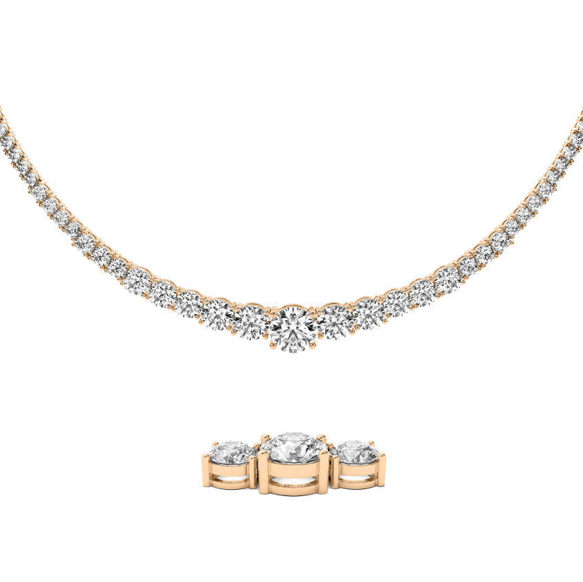 4-PRONG FULL GRADUATED ROUND DIAMOND TENNIS NECKLACE