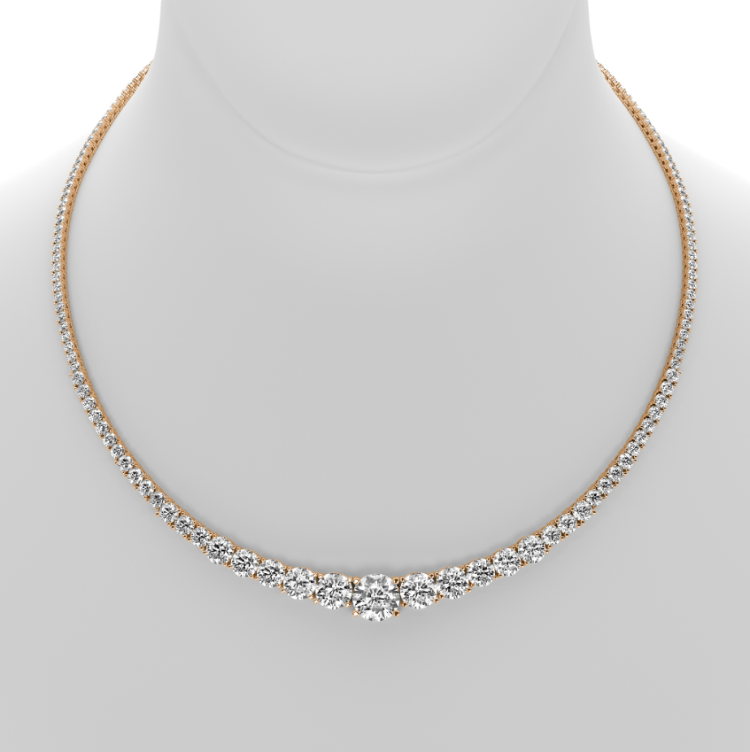 4-PRONG FULL GRADUATED ROUND DIAMOND TENNIS NECKLACE