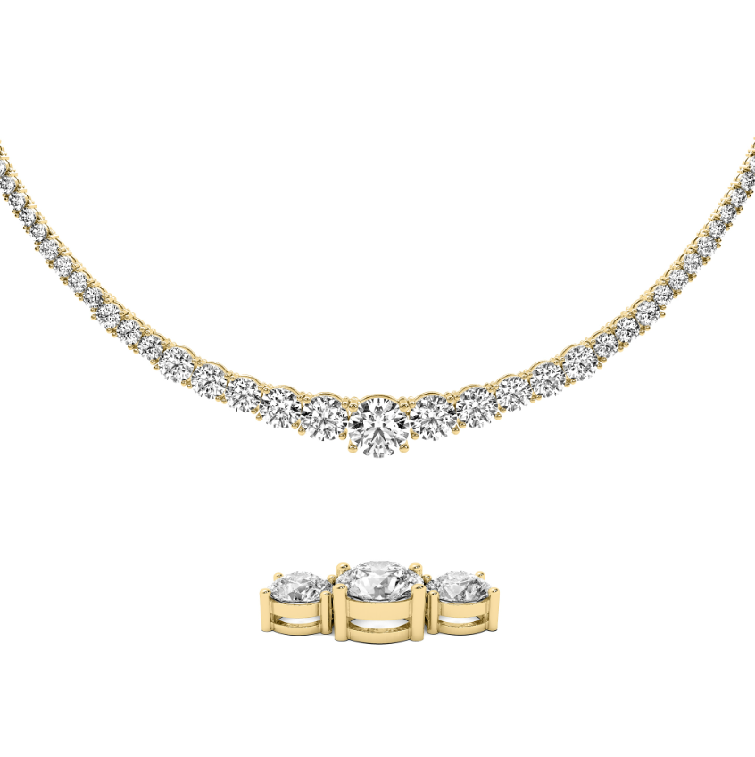 4-PRONG FULL GRADUATED ROUND DIAMOND TENNIS NECKLACE