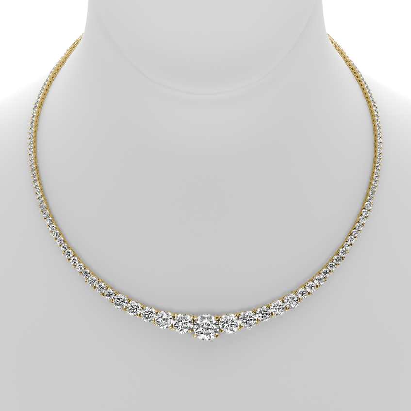 4-PRONG FULL GRADUATED ROUND DIAMOND TENNIS NECKLACE