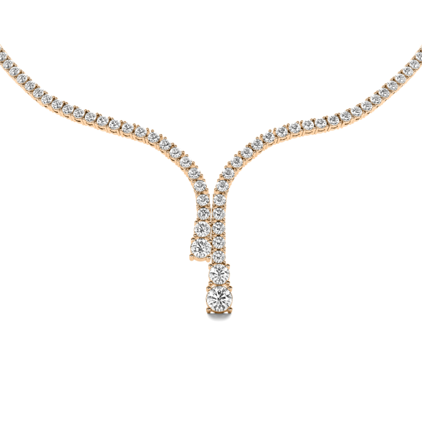 WATERFALLS GRADUATED ROUND DIAMOND TENNIS NECKLACE