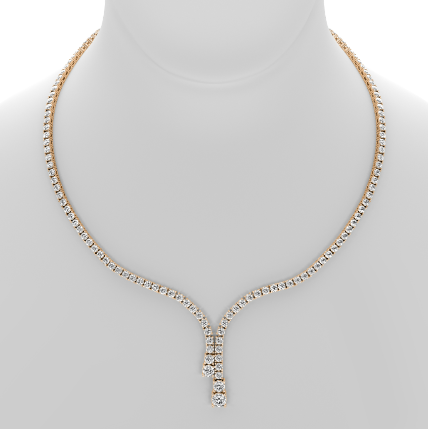 WATERFALLS GRADUATED ROUND DIAMOND TENNIS NECKLACE