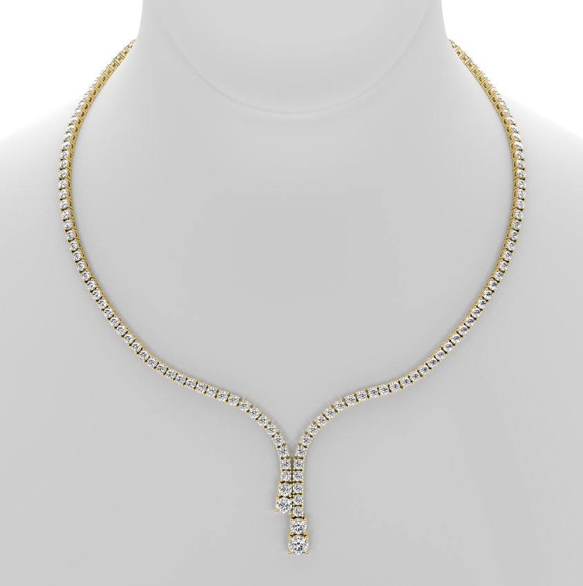 WATERFALLS GRADUATED ROUND DIAMOND TENNIS NECKLACE