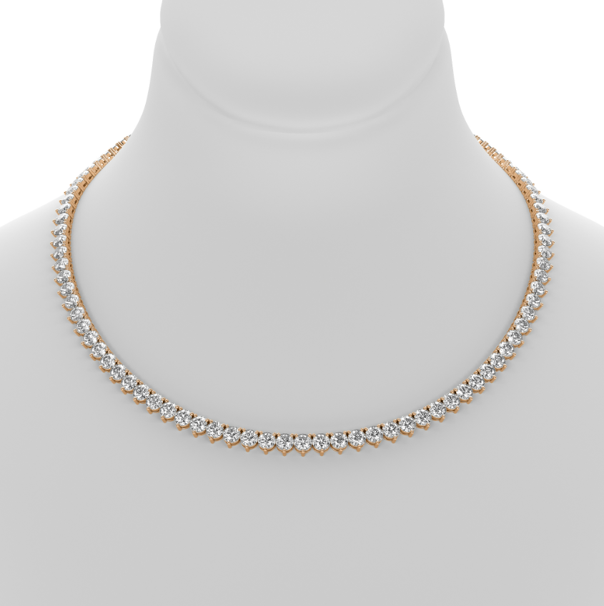 3-PRONG CLASSIC ROUND DIAMOND TENNIS NECKLACE