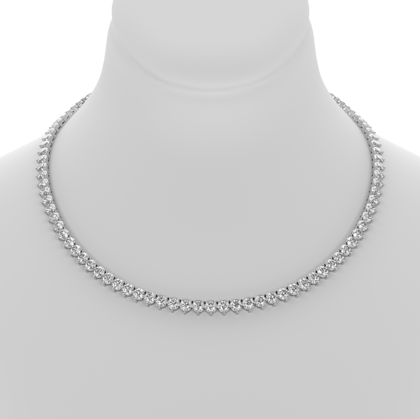 3-PRONG CLASSIC ROUND DIAMOND TENNIS NECKLACE