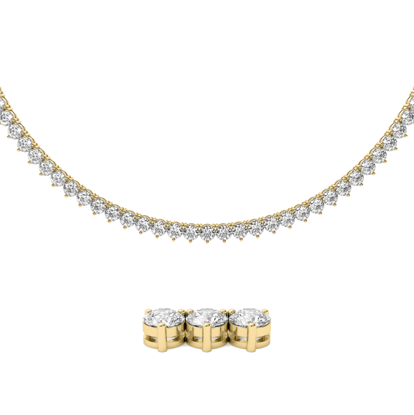 3-PRONG CLASSIC ROUND DIAMOND TENNIS NECKLACE