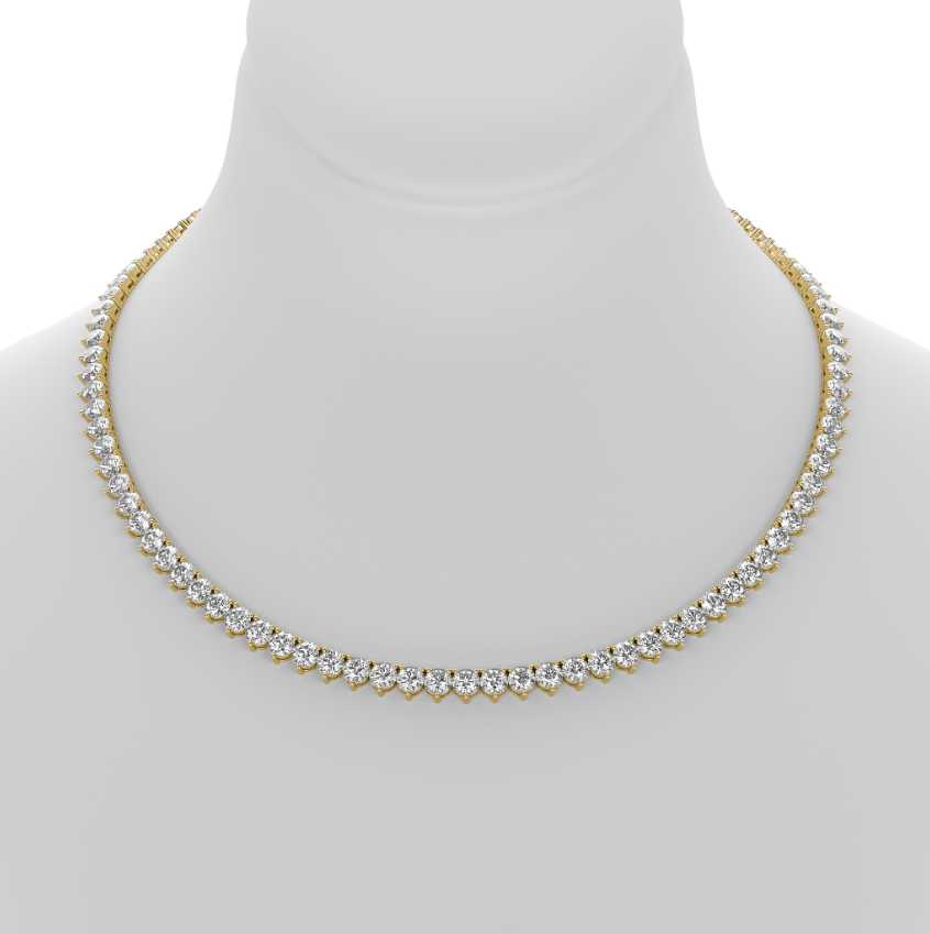 3-PRONG CLASSIC ROUND DIAMOND TENNIS NECKLACE