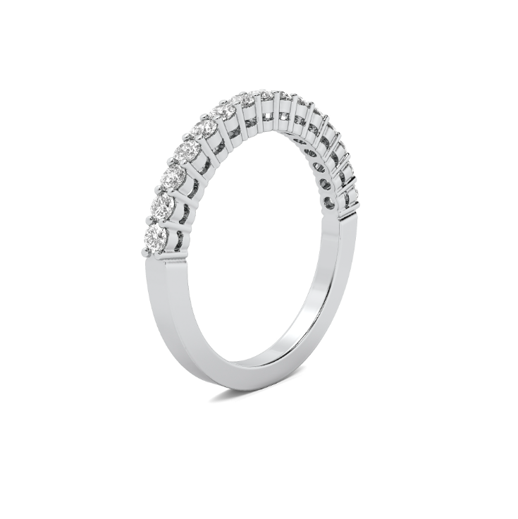 A flat shank common prong with airline wedding band.